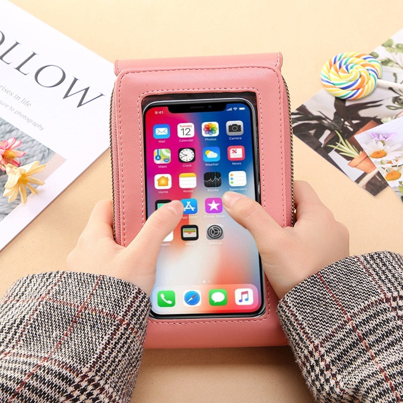 Elegantiee | Umhängetasche aus Leder mit Touchscreen