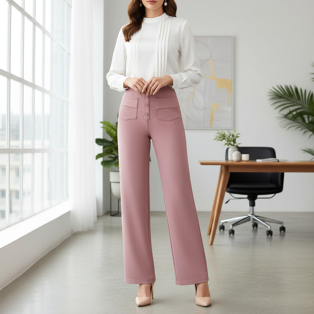 ELEGANTIEE | Perfect Fit High-Waisted Casual Pants